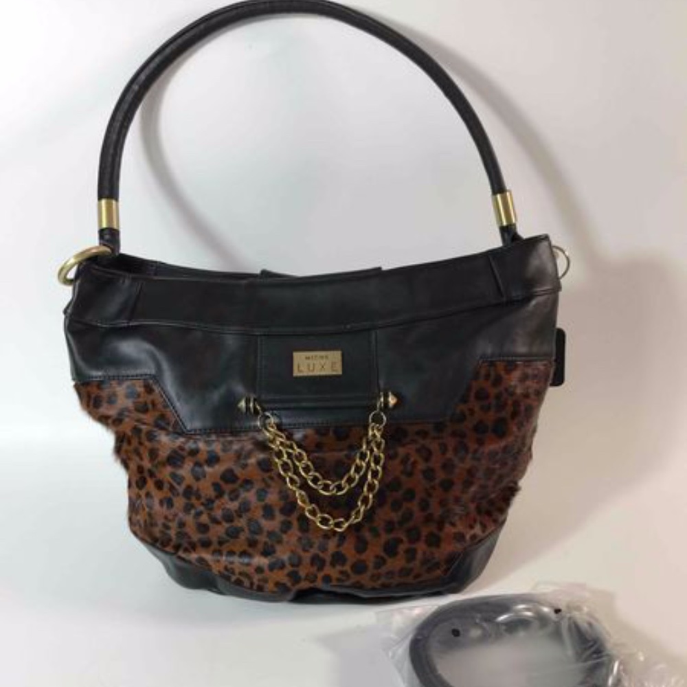 MICHE LUXE Lisbon Bag Black/Brown Animal Print Fur